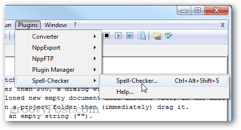 Notepad ++ spell checker